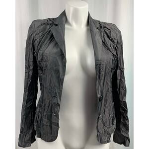 50% OFF Yest Charcoal Blazer Creased Look Jacket Braided Laces Shoulder Two